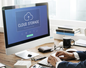 Cloud storage upload displayed on computer screen